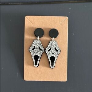 NEW Handmade Ghostface Pierced Earrings Halloween Goth